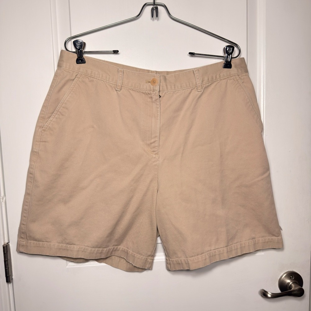 Lauren Ralph Lauren Khaki Chino Shorts High Waisted Cotton Tan Size 14